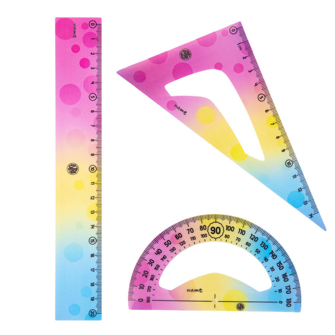 Zestaw geometryczny elastyczny flexi linijka kątomierz ekierka pastel ASTRA