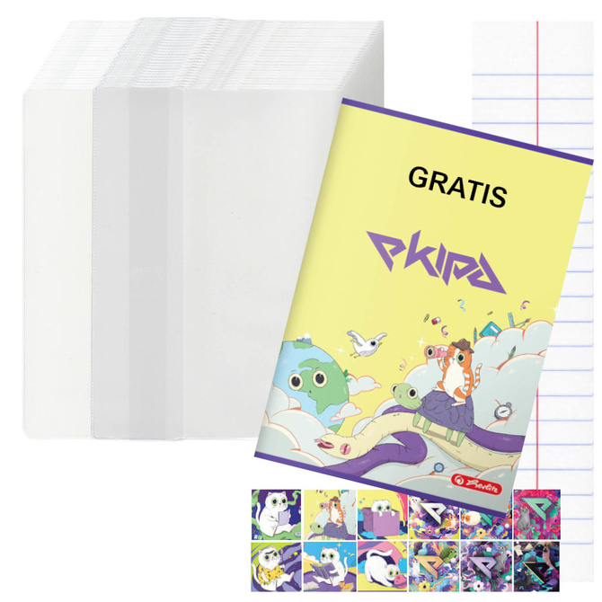 Okładka A5R regulowana 21,4cm x 29,3-32cm 25szt +  GRATIS 1x zeszyt A5 60k