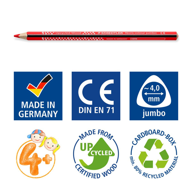 Kredki ołówkowe trójkątne jumbo 12 kolorów Noris colour STAEDTLER