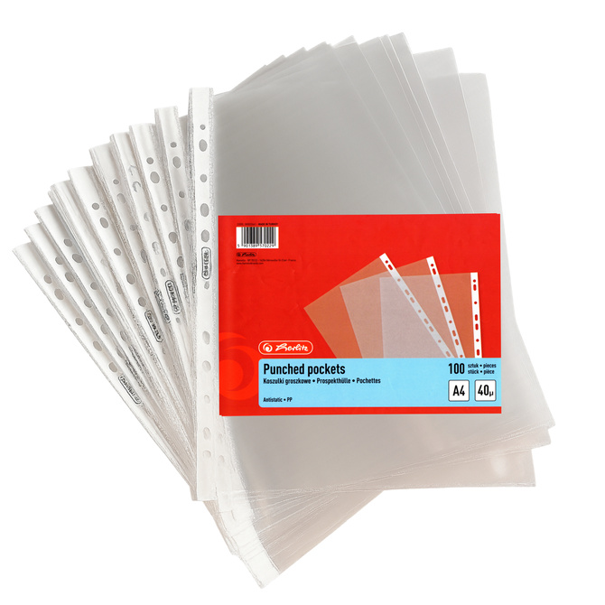 Koszulki obwoluty A4 groszkowe na dokumenty 2500szt 40mic HERLITZ