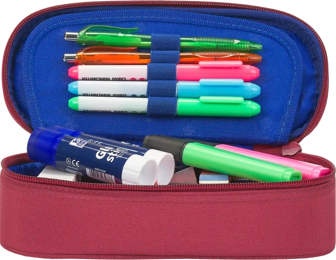 Piórnik kosmetyczka etui usztywniany z klapką bordowy SCHOOL OXFORD