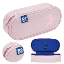 Piórnik kosmetyczka etui usztywniany z klapką różowy SCHOOL OXFORD