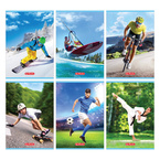 Zeszyt A5 32 kartki podwójna linia kolorowa 3linie 70g/m2 Sport HERLITZ