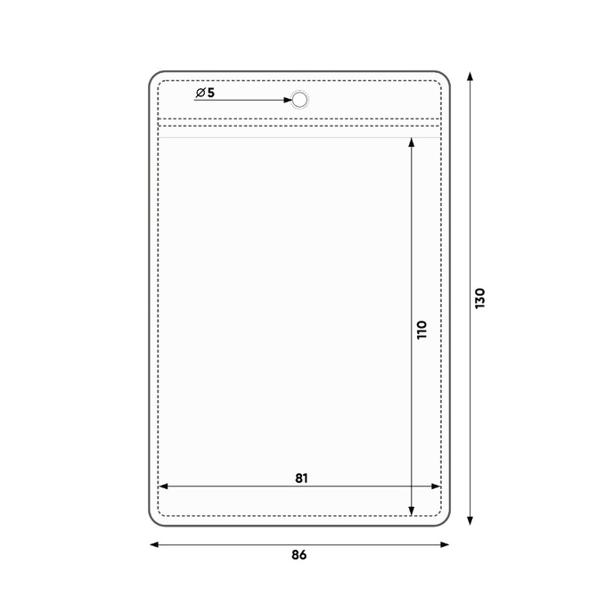 Identyfikator pionowy holder A7 przezroczysty targowy 81x110mm + smycz