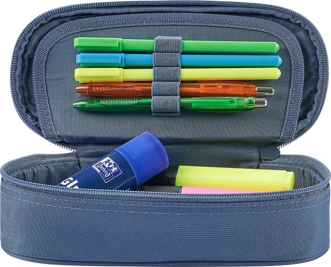 Piórnik kosmetyczka etui usztywniany z klapką granatowy SCHOOL OXFORD