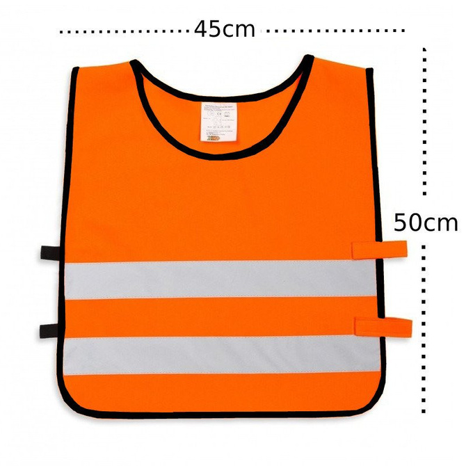 Kamizelka odblaskowa ostrzegawcza pomarańczowa dla dzieci szkolnych 45x50cm