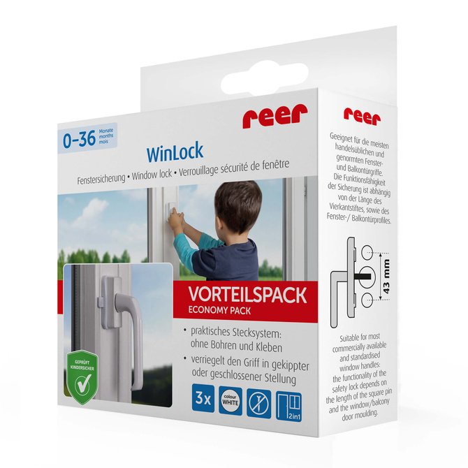 Zabezpieczenie klamki okna drzwi balkonowych 3szt REER