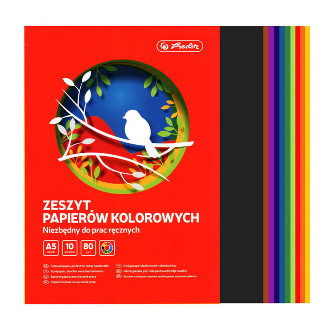 Papier kolorowy błyszczący wycinanka A5 10 kartek 80g/m2 HERLITZ