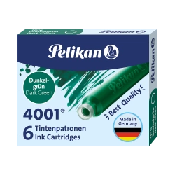 Naboje wkłady pióra wiecznego atramentowe krótkie 4001 zielone 6szt PELIKAN