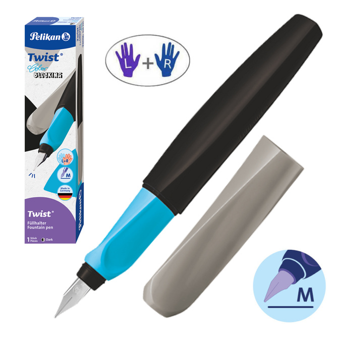 Pióro wieczne Twist dla dzieci prawo/lewo czarne Color Blocking PELIKAN