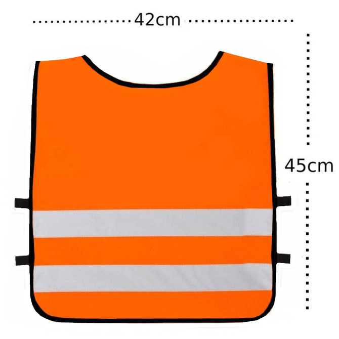Kamizelka odblaskowa ostrzegawcza pomarańczow dzieci przedszkolaków 42x45cm