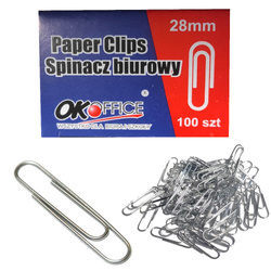 Spinacze biurowe okrągłe metalowe 28mm 100szt