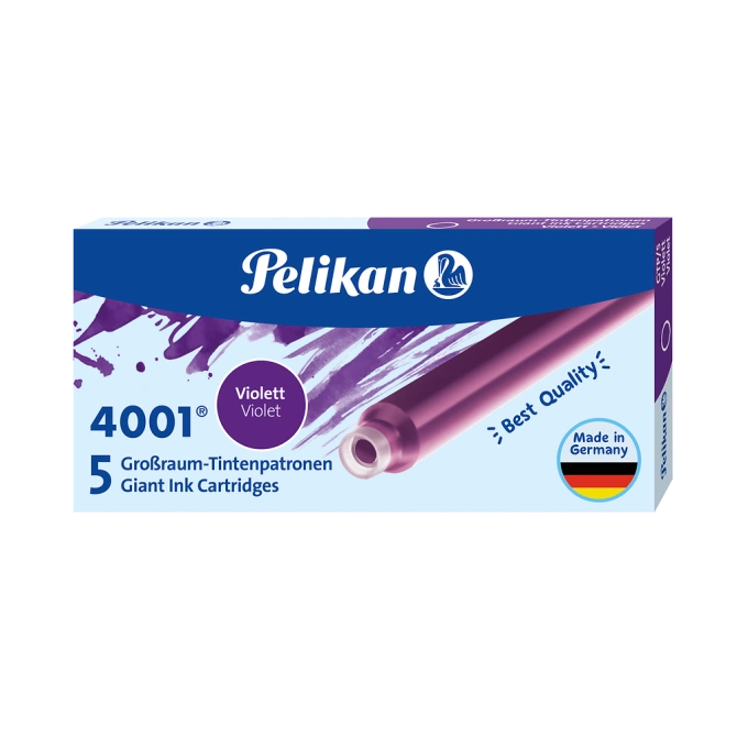Naboje wkłady pióra wiecznego atramentowe długie 4001 fiolet 5szt PELIKAN