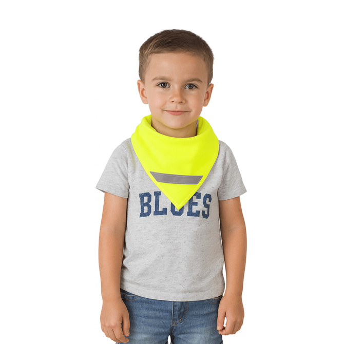 Chusta odblaskowa bandana z pasem odblaskowym dzieci 45x45x66cm żółta 10szt
