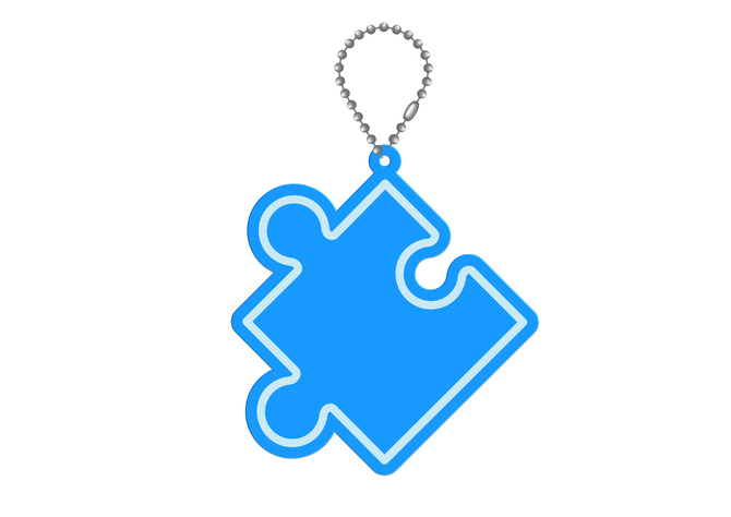 Brelok breloczek gadżet odblaskowy odblask zawieszka symbol niebieski puzel