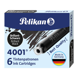 Naboje wkłady pióra wiecznego atramentowe krótkie 4001 czarne 6szt PELIKAN