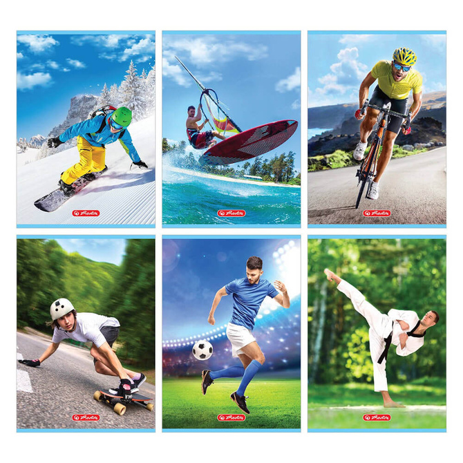 Zeszyt A5 32 kartki podwójna linia kolorowa 3linie 70g/m2 Sport HERLITZ