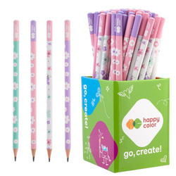 Ołówek trójkątny  2B kwiaty Pearl Flower 72 szt HAPPY COLOR