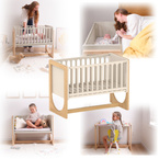 Łóżeczko drewniane dostawne 4w1 dostawka sofa biurko HATO GEUTHER