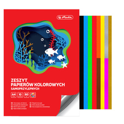 Kolorowy papier samoprzylepny wycinanka A4 10 kolorów 80g/m2 HERLITZ