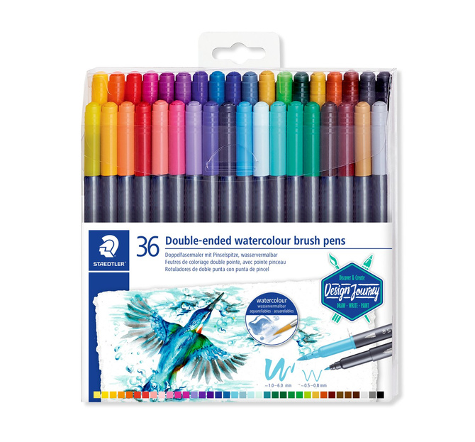 Mazaki pisaki dwustronne pędzelkowe akwarelowe brush pen 36szt STAEDTLER