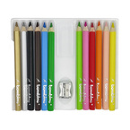 Kredki ołówkowe trójkątne grube JUMBO 12 kolorów +temperówka BAMBINO