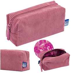 Piórnik kosmetyczka etui saszetka sztruksowy ciemnoróżowy bloom OXFORD