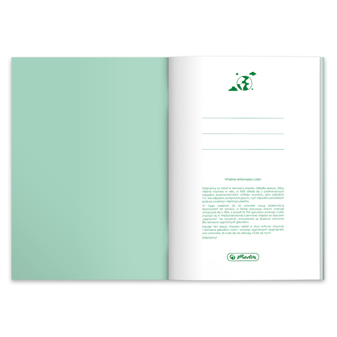 Zeszyt A5 32k kratka okładka z folii PP Eco Pastel Colors zielony HERLITZ