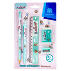 Zestaw piśmienniczy 5el długopis ołówek linijka gumka Animals ASTRA