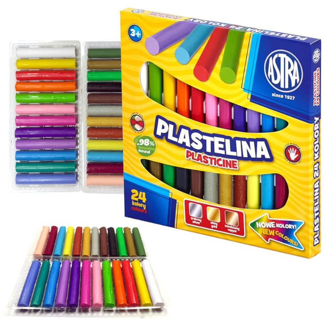 Plastelina szkolna klasyczna okrągła 24kol ASTRA