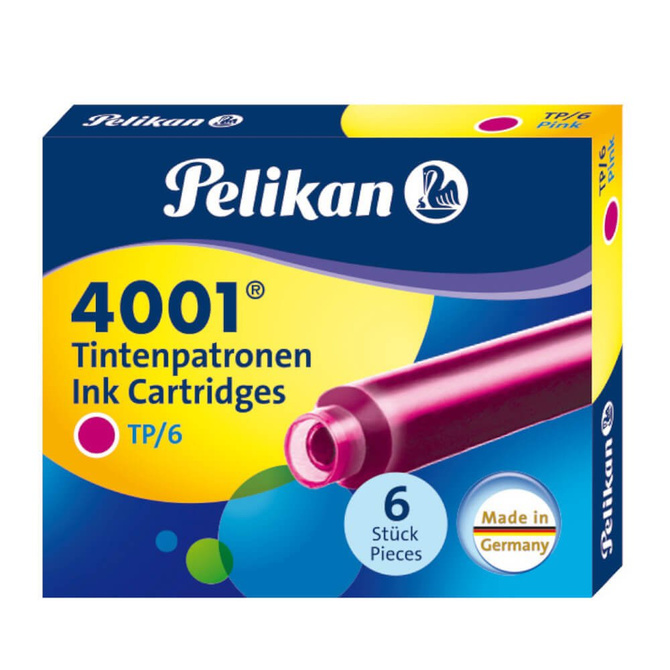 Naboje wkłady pióra wiecznego atramentowe krótkie 4001 różowe 60szt PELIKAN