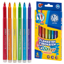 Brokatowe flamastry mazaki pisaki z brokatem 6 kolorów ASTRA