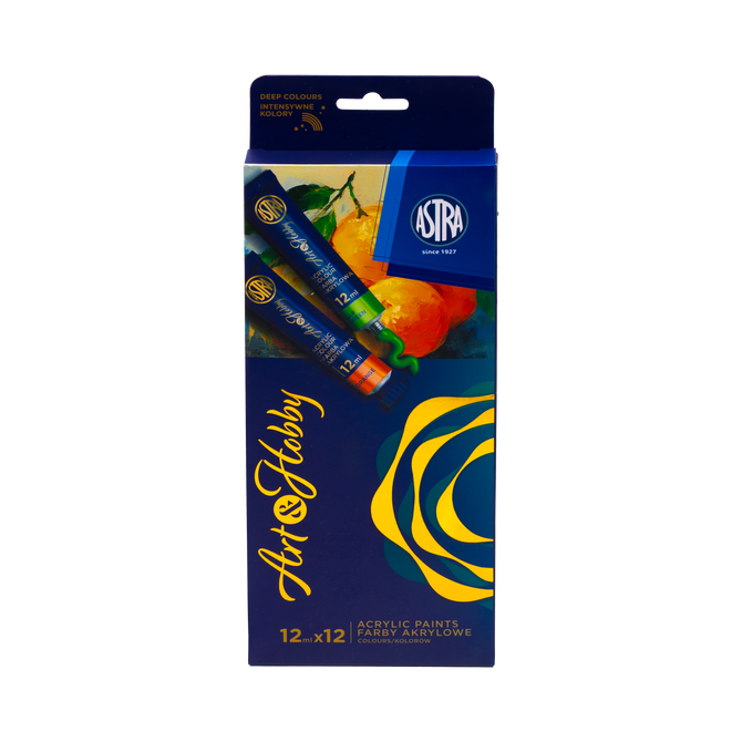 Farby akrylowe w tubce zestaw farb 12 kolorów x 12ml Art&Hobby ASTRA
