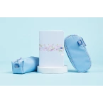 Piórnik kosmetyczka etui saszetka niebieski kwiatki flowers OXFORD