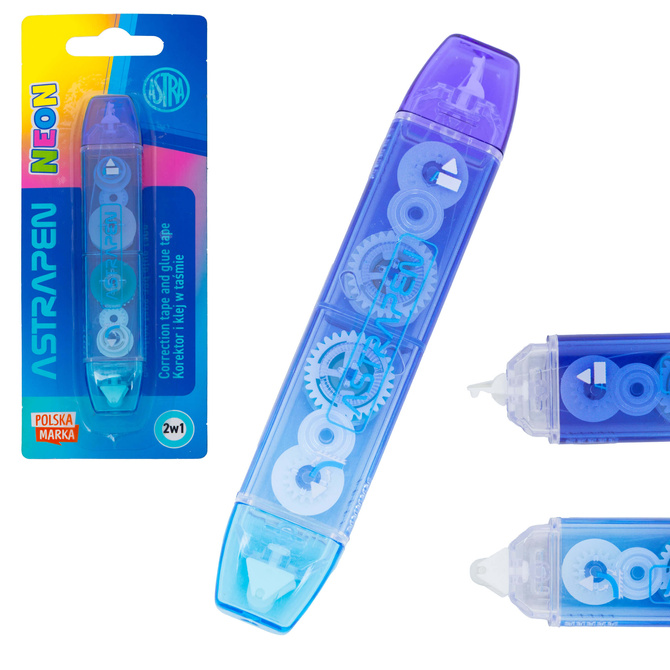  Korektor i klej w taśmie 5mm 2w1 korektor 6m klej 4,5m Neon Line ASTRA