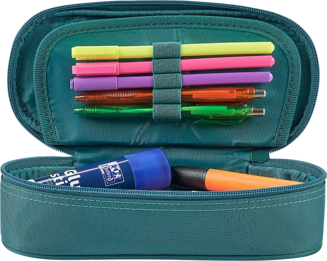 Piórnik kosmetyczka etui usztywniany z klapką zielony SCHOOL OXFORD