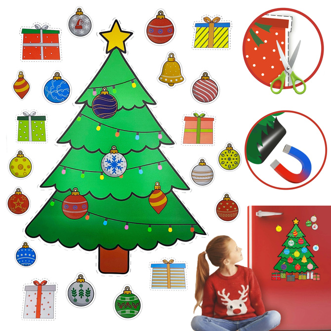 Zestaw kreatywny choinka magnetyczna bombki BIURFOL