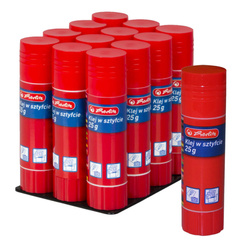 Klej w sztyfcie 25g szkolny biurowy mocny transparent zmywal HERLITZ 12szt