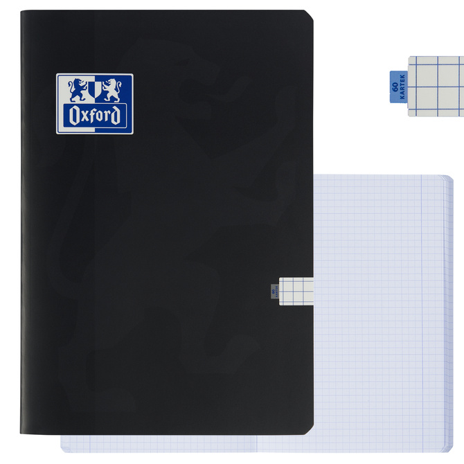 Zeszyt A4 60 kartek w kratkę z marginesem 99,4µm anti-scratch czarny OXFORD