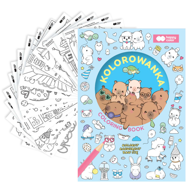 Kolorowanka A5 16 stron z zadaniami kapibara Kapi Fun HAPPY COLOR
