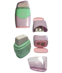 Gumka i temperówka 2w1 z pojemnikiem podwójna do mazania pastelowa ASTRA