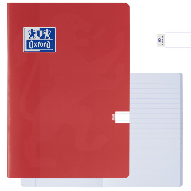 Zeszyt A4 60 kartek w linie z marginesem 99,4µm anti-scratch czerw OXFORD
