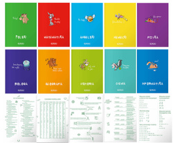 Zestaw zeszyt przedmiotowy klasa 8 10x A5 60k z okładką PP +GRATIS A5 60k