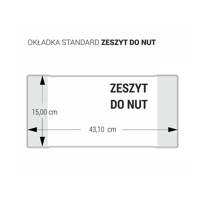 Okładka na poziomy zeszyt do nut 15x43,1cm przezroczysta krystaliczna