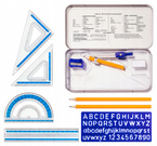 Zestaw geometryczny kreślarski cyrkiel ekierka metalowe etui 11el STAEDTLER