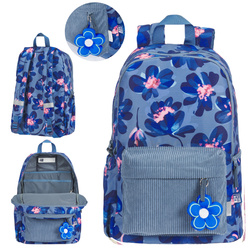 Plecak szkolny młodzieżowy niebieski kwiatki 26l Bloom OXFORD