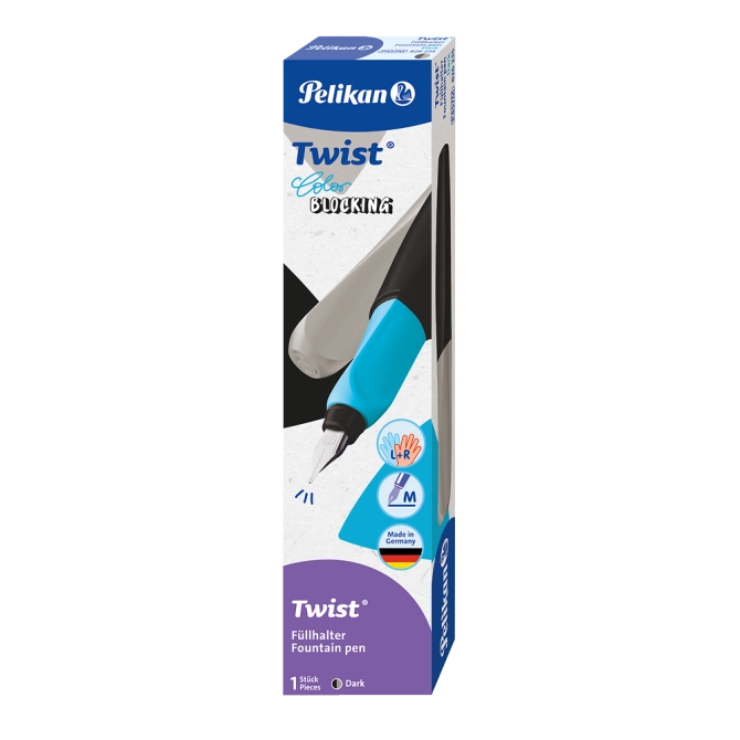 Pióro wieczne Twist dla dzieci prawo/lewo czarne Color Blocking PELIKAN