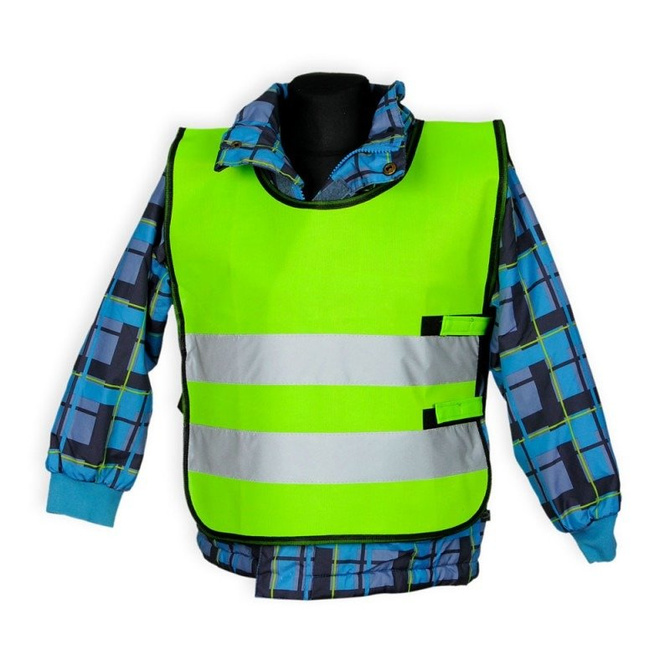 Kamizelka odblaskowa ostrzegawcza zielona dla dzieci szkolnych 45x50cm