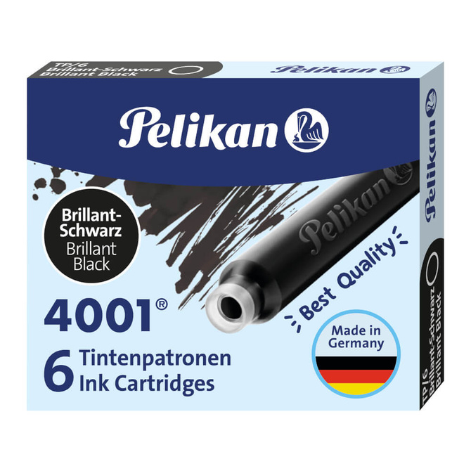 Naboje wkłady pióra wiecznego atramentowe krótkie 4001 czarne 60szt PELIKAN