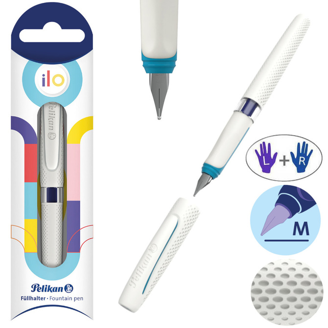 Pióro wieczne dla dzieci prawo/lewo białe ILO PELIKAN